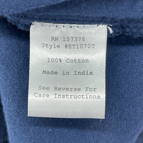 EVYS TREE Tank Top XS Loni Floral V-Neck Ruffle Hem Boho Peasant Cotton Blue - Picture 9 of 12